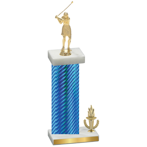 Accented Single Blue Carbon Fiber Victory Golf Trophy