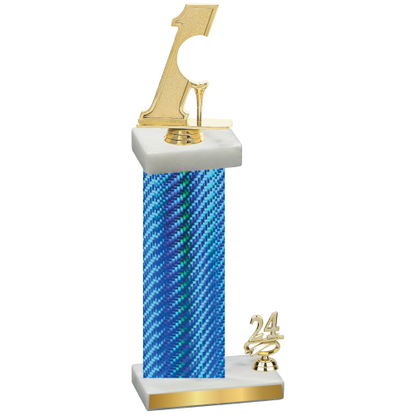 Accented Single Blue Carbon Fiber Year Golf Trophy