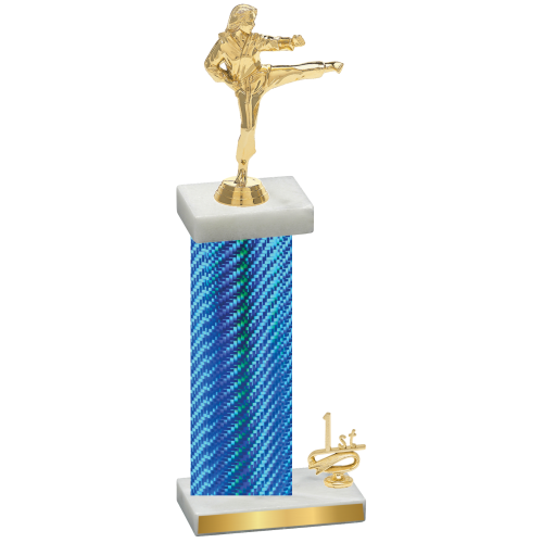 Accented Single Blue Carbon Fiber First Place Karate Trophy