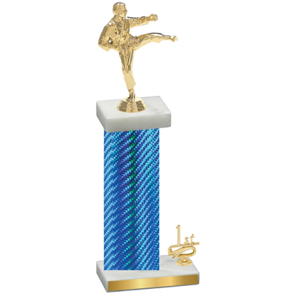 Accented Single Blue Carbon Fiber First Place Karate Trophy