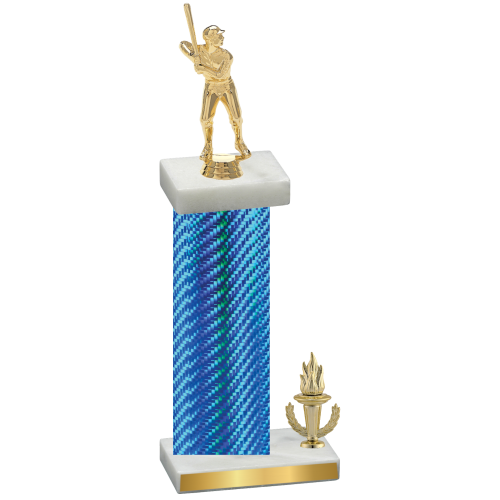 Accented Single Blue Carbon Fiber Victory Baseball Trophy