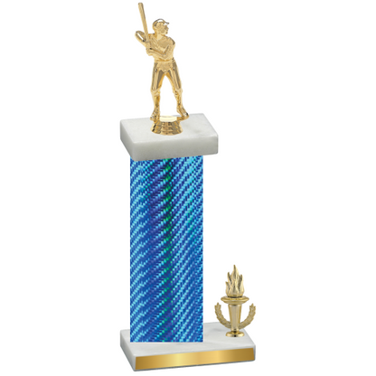 Accented Single Blue Carbon Fiber Victory Baseball Trophy