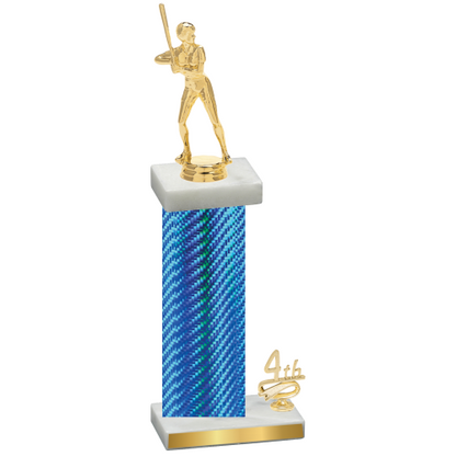 Accented Single Blue Carbon Fiber Fourth Place Softball Trophy