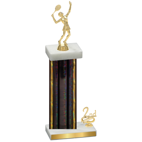 Accented Single Black Glacier Second Place Tennis Trophy