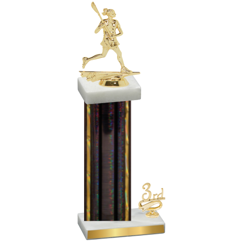 Accented Single Black Glacier Third Place Lacrosse Trophy