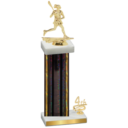 Accented Single Black Glacier Fourth Place Lacrosse Trophy