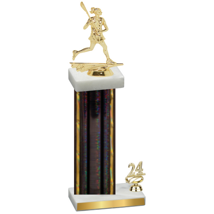 Accented Single Black Glacier Year Lacrosse Trophy