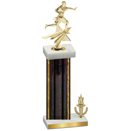 Accented Single Black Glacier Victory Flag Football Trophy