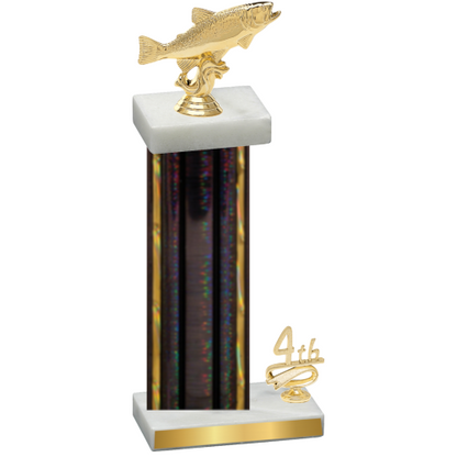 Accented Single Black Glacier Fourth Place Fishing Trophy