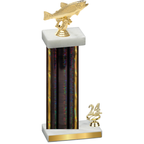 Accented Single Black Glacier Year Fishing Trophy