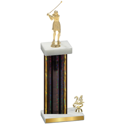 Accented Single Black Glacier Year Golf Trophy