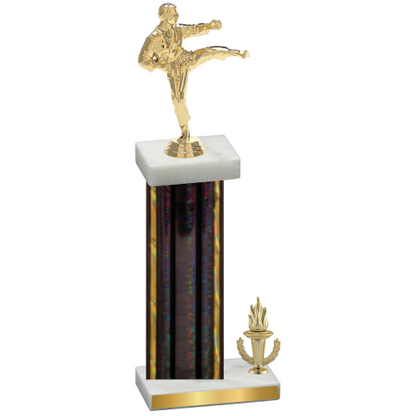 Accented Single Black Glacier Victory Karate Trophy