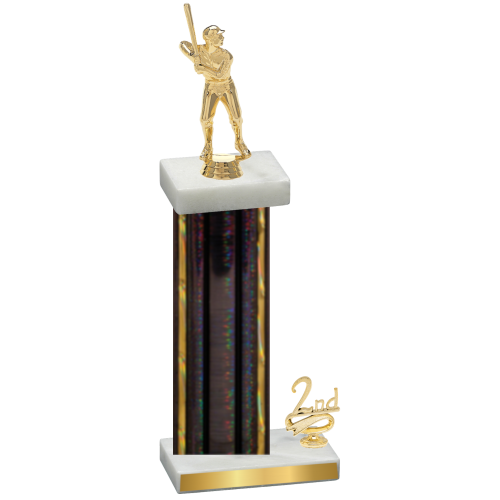 Accented Single Black Glacier Second Place Baseball Trophy