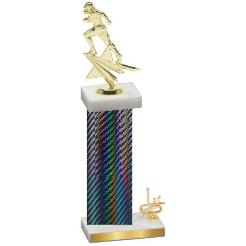 Accented Single Black Carbon Fiber First Place Football Trophy