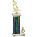 Accented Single Black Carbon Fiber Victory Football Trophy