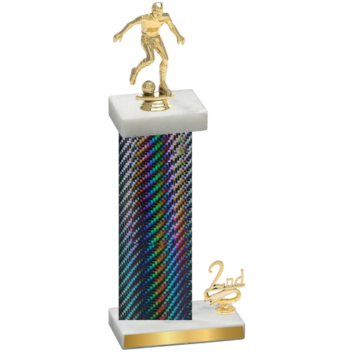 Accented Single Black Carbon Fiber Second Place Soccer Trophy