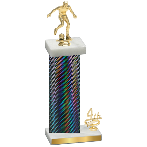 Accented Single Black Carbon Fiber Fourth Place Soccer Trophy