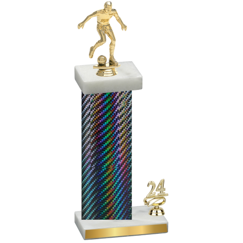 Accented Single Black Carbon Fiber Year Soccer Trophy