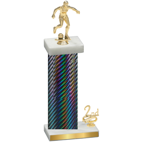 Accented Single Black Carbon Fiber Second Place Soccer Trophy