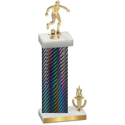 Accented Single Black Carbon Fiber Victory Soccer Trophy