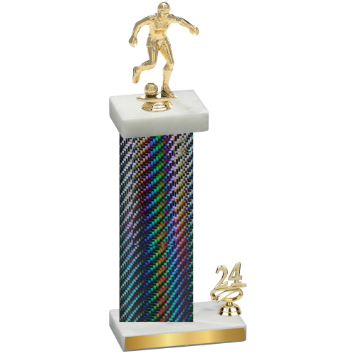 Accented Single Black Carbon Fiber Year Soccer Trophy