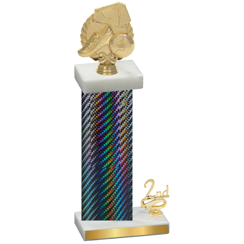 Accented Single Black Carbon Fiber Second Place Soccer Trophy