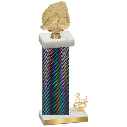 Accented Single Black Carbon Fiber Third Place Soccer Trophy