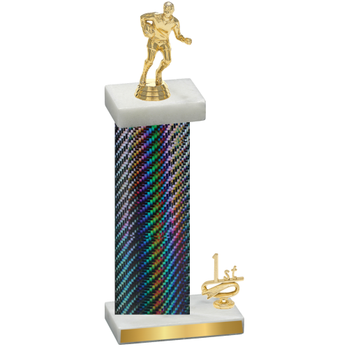 Accented Single Black Carbon Fiber First Place Rugby Trophy