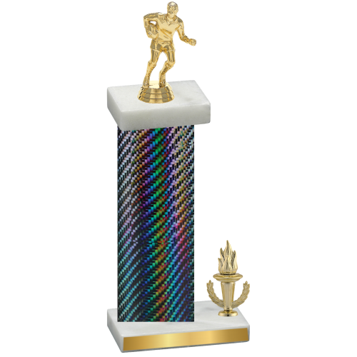 Accented Single Black Carbon Fiber Victory Rugby Trophy