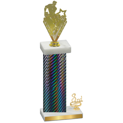 Accented Single Black Carbon Fiber Third Place Rugby Trophy