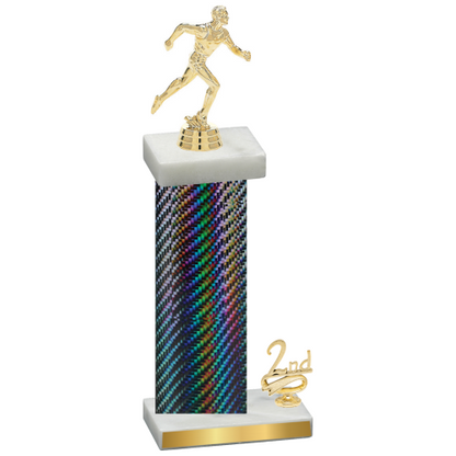 Accented Single Black Carbon Fiber Second Place Running Trophy