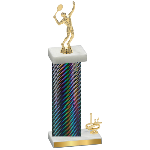 Accented Single Black Carbon Fiber First Place Tennis Trophy
