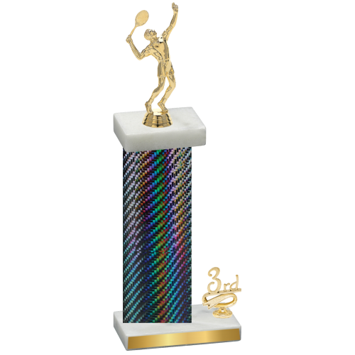 Accented Single Black Carbon Fiber Third Place Tennis Trophy