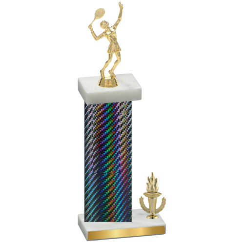 Accented Single Black Carbon Fiber Victory Tennis Trophy