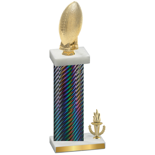 Accented Single Black Carbon Fiber Victory Football Trophy