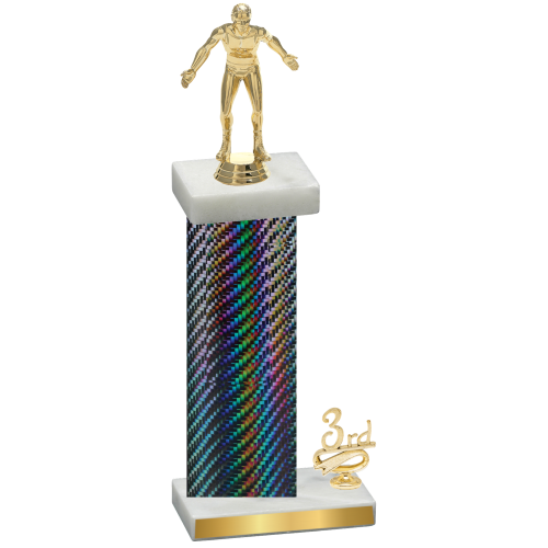 Accented Single Black Carbon Fiber Third Place Wrestling Trophy