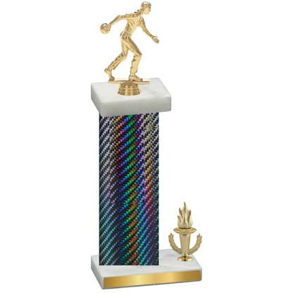 Accented Single Black Carbon Fiber Victory Bowling Trophy