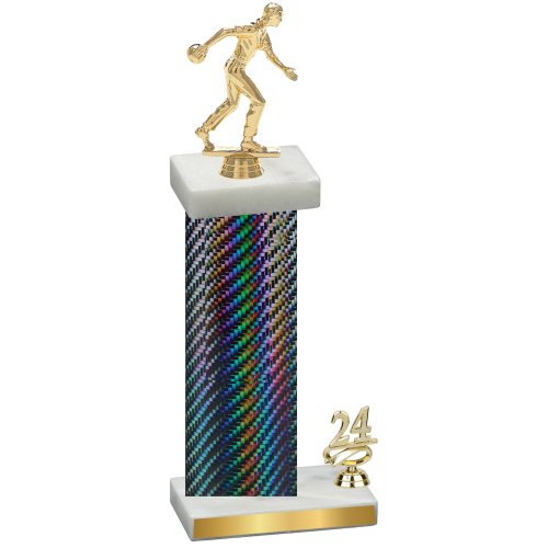 Accented Single Black Carbon Fiber Year Bowling Trophy