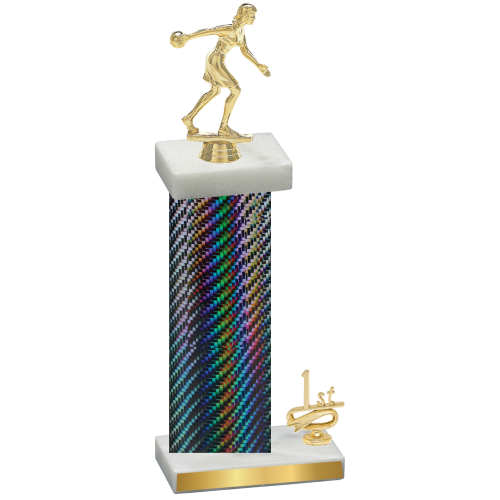 Accented Single Black Carbon Fiber First Place Bowling Trophy