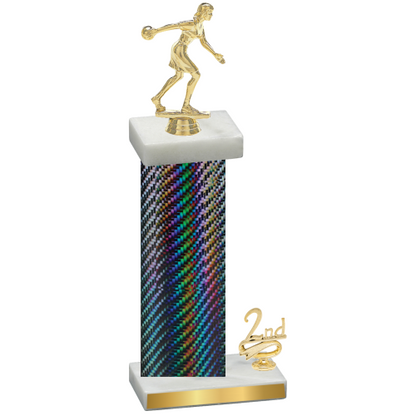 Accented Single Black Carbon Fiber Second Place Bowling Trophy