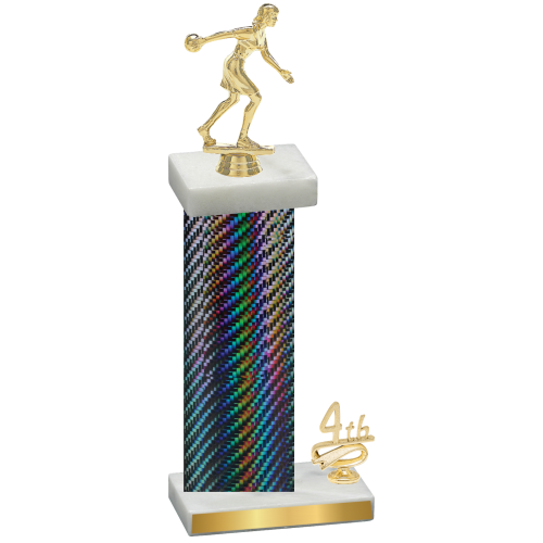 Accented Single Black Carbon Fiber Fourth Place Bowling Trophy