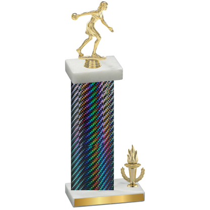 Accented Single Black Carbon Fiber Victory Bowling Trophy