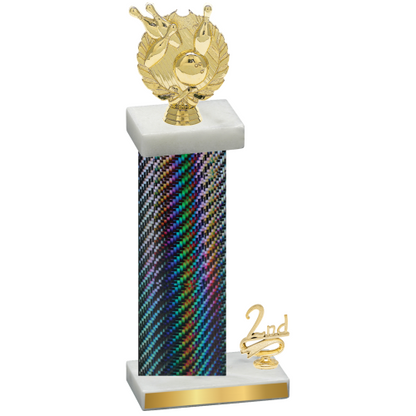 Accented Single Black Carbon Fiber Second Place Bowling Trophy