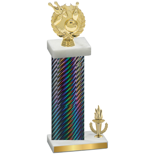 Accented Single Black Carbon Fiber Victory Bowling Trophy