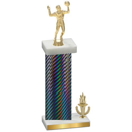 Accented Single Black Carbon Fiber Victory Volleyball Trophy