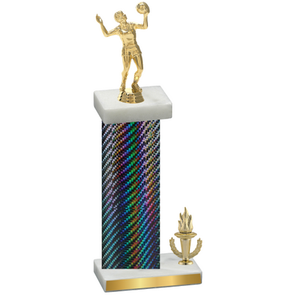 Accented Single Black Carbon Fiber Victory Volleyball Trophy