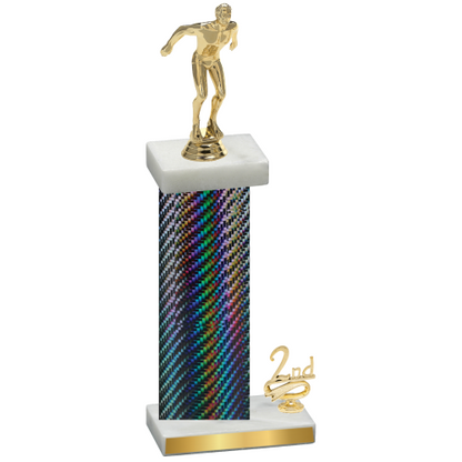 Accented Single Black Carbon Fiber Second Place Swimming Trophy