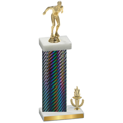 Accented Single Black Carbon Fiber Victory Swimming Trophy