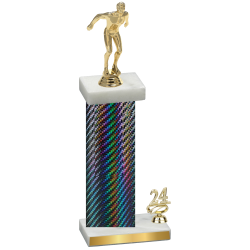 Accented Single Black Carbon Fiber Year Swimming Trophy