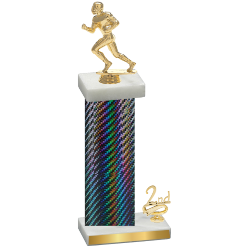 Accented Single Black Carbon Fiber Second Place Football Trophy